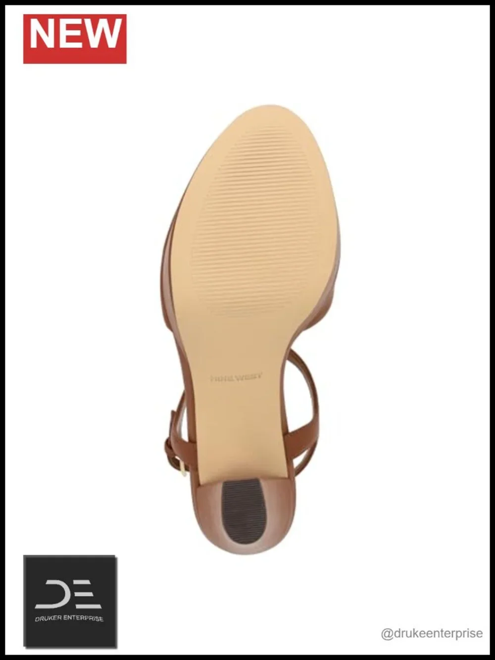Nine West Naini Heeled Sandals Faux Leather Platform Block Heel